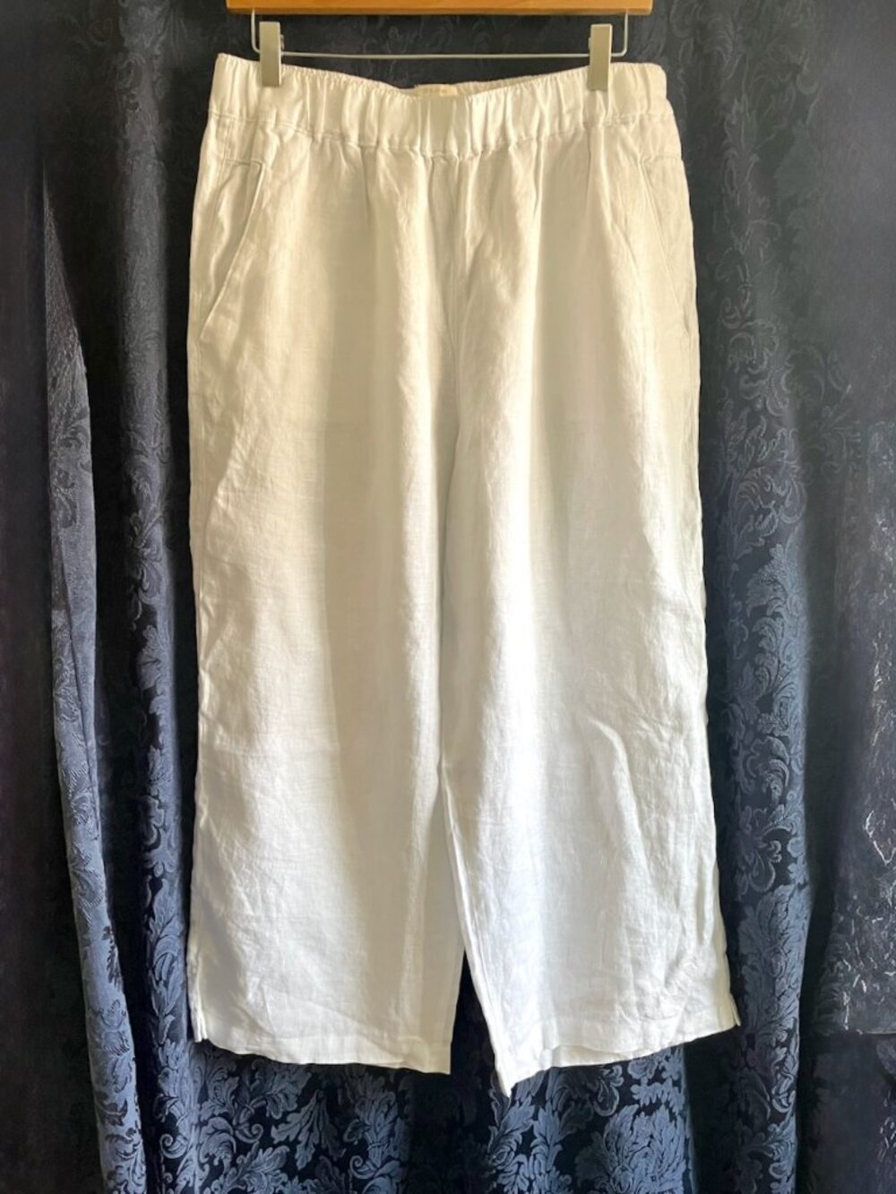 Cynthia Rowley White 100% Linen Wide Leg Pants L